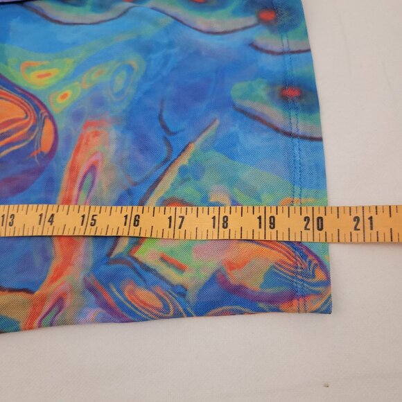 POSTER GIRL Womens 2X Mesh Crop Top Blue Orange Tie Dye Button Up Long Sleeve - Picture 11 of 11